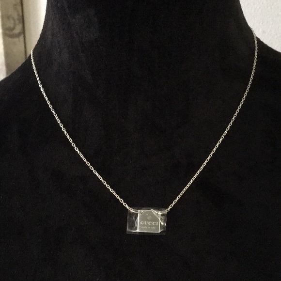925 Sterling Trademark Logo Square Pendant Necklace